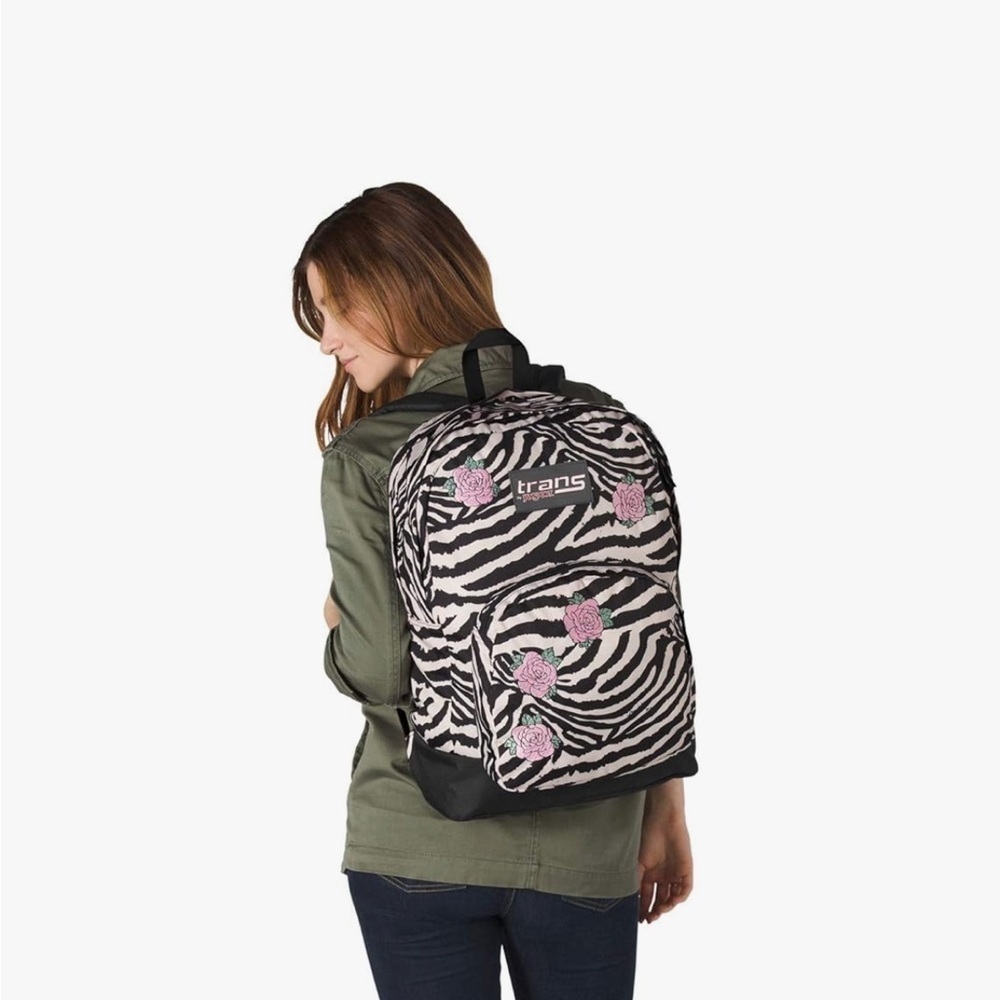 NWOT Trans by Jansport Overt Zebra Rose Print Backpack - Picture 8 of 8